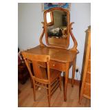 antique birdseye maple vanity & chair