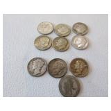 7 - silver roosevelt & mercury dimes