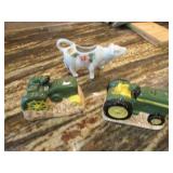 sheffield cow creamer & john deere salt/pepper