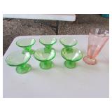 green & pink depression glasses