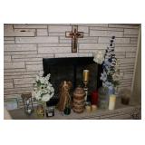 candles,brass timer,cross & decorations