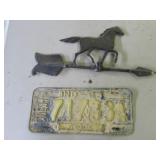 1963 indians truck plate & horse weathervane top