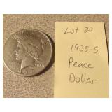 1935-S silver peace dollar