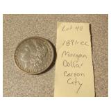 1891- morgan carson city silver dollar