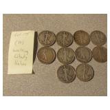 10- silver walking liberty half dollars