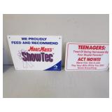 2 plastic moormans showtec sign & teenagers sign