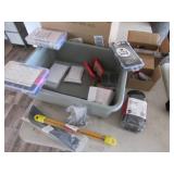 tote of electrical items & items