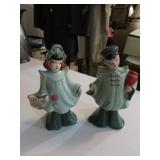 pair of chalkware oriental figurines