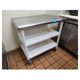 36x24" stainless steel top rolling work table