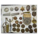 badges, toe tag, tokens, compass, bore guage and