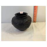 Black Amethyst Glass Pot