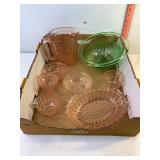 Assorted Pink & Green Depression Glass