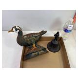 Cast Duck Doorstop & Bell