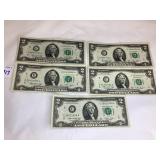 5 - 1976 $2 Bills