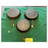 3 Victor / Griswold Skillets w/ fire rings