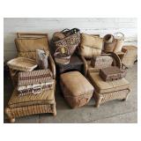 Tan wicker furniture and baskets