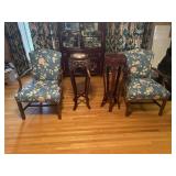 2 Rosewood Plant Stands and 2 Chairs