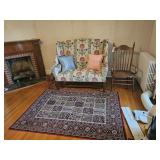 Chair, loveseat, rug, and trunk