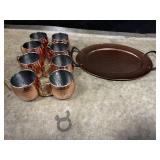 Stainless steel Moscow mule mugs & serving tray
