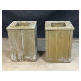 Pair of wooden deck planters