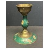 Vtg Brass Cloissonne Candlestick holder