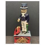 Vtg Uncle Sam Cast Iron Mechanical Coin Bank