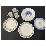 Variety of poinsettia & snowman dishes, 18 total