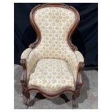 Victorian balloon back parlor carved armchair