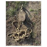 18in Wood & Iron Block & Tackle Double Wheel