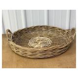 Round Wicker Tray w/ Handles