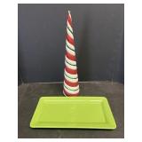 Peppermint Swirl Cone Tree & Real Home Tray