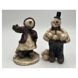 Carved Snowman Figurines