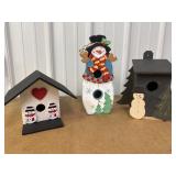 3 snowmen birdhouses