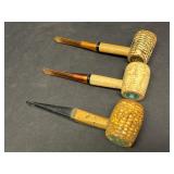 (3) Corn Cob Tobacco Pipes