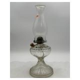 Vtg Clear Glass Pedestal Oil Lamp