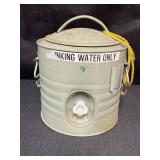 Vtg light green water cooler, galvanized, 2 gal