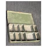 Small army green metal box w/interior compartments