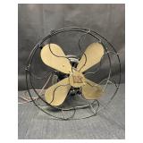 Vtg R&M 12in 4 brass blade 3-speed metal fan