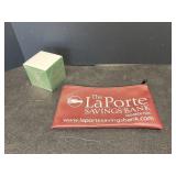 LaPorte Savings Bank money bag & notes cube