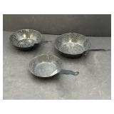 3 Enamel Frying Pans