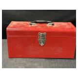 16in Red Metal Toolbox w/ Tray