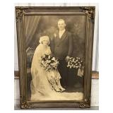 Vtg framed wedding photo