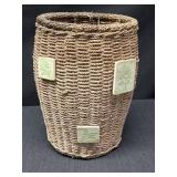 Woven basket, interior wire support.  11in tall