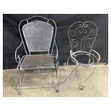 2 wrought iron chairs.  1 is a rocking seat.