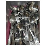 Large lot of matching serving spoons, approx 50 +