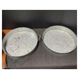 2 Galvanized metal 16in serving tray