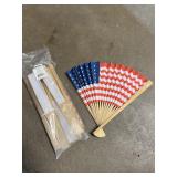 10 American Flag paper fans, 10in tall.