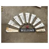 35 x 17 1/2in metal welcome windmill wall art