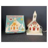 Vtg Illuminated Village Church, original box