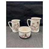 3pc Royal Crownford Ironstone. Sugar, creamer &